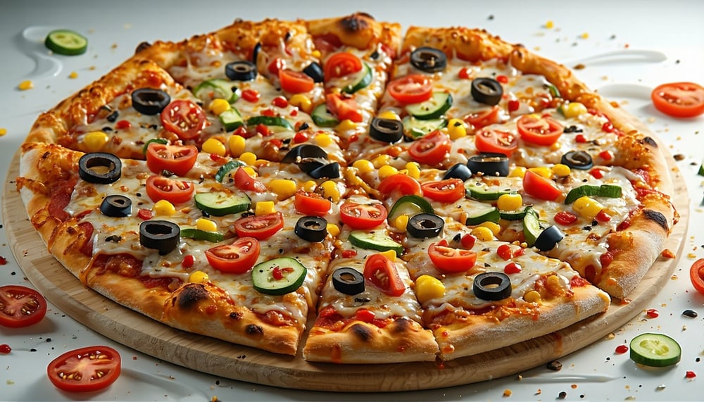 A delicious pizza with various toppings, showcasing Jeff's Pizza and Stuff's offerings.